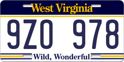 WV license plate 9ZO978