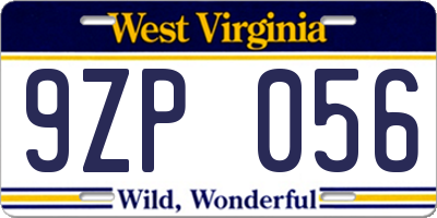 WV license plate 9ZP056