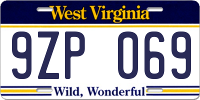 WV license plate 9ZP069