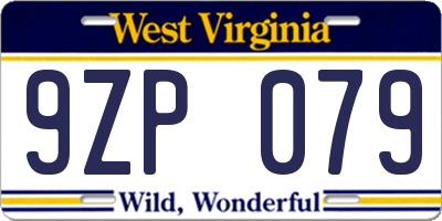 WV license plate 9ZP079