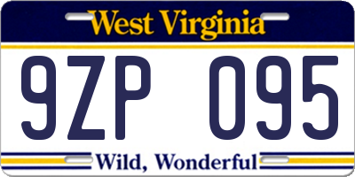WV license plate 9ZP095