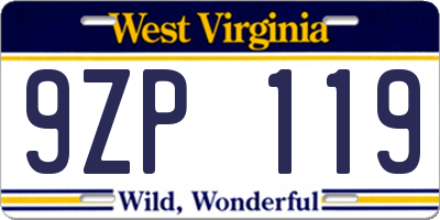 WV license plate 9ZP119