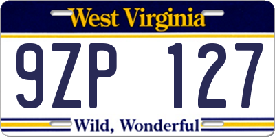 WV license plate 9ZP127