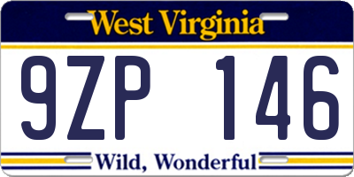 WV license plate 9ZP146