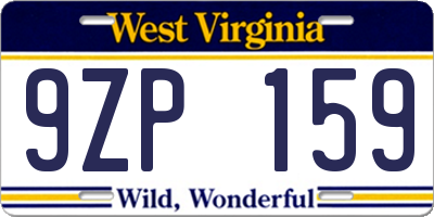 WV license plate 9ZP159