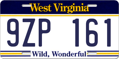 WV license plate 9ZP161