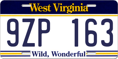 WV license plate 9ZP163