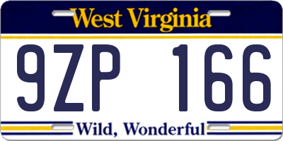WV license plate 9ZP166