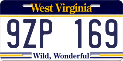 WV license plate 9ZP169