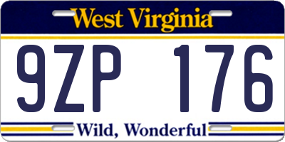 WV license plate 9ZP176