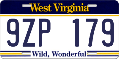WV license plate 9ZP179