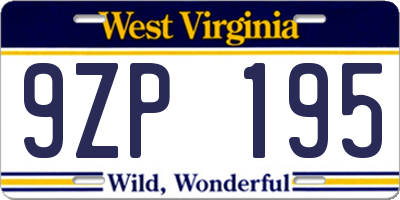 WV license plate 9ZP195