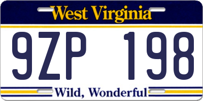 WV license plate 9ZP198