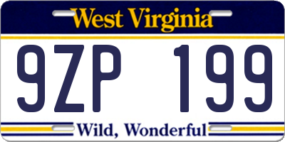 WV license plate 9ZP199