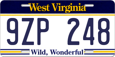 WV license plate 9ZP248