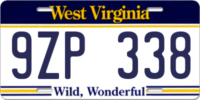 WV license plate 9ZP338
