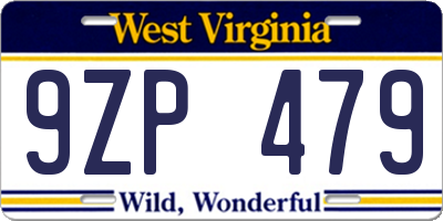 WV license plate 9ZP479