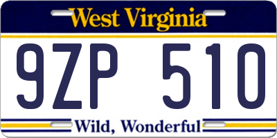 WV license plate 9ZP510