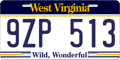 WV license plate 9ZP513