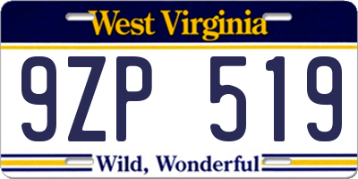 WV license plate 9ZP519