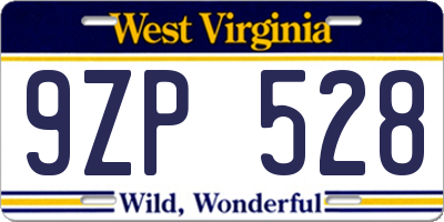 WV license plate 9ZP528