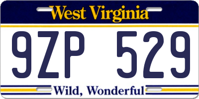 WV license plate 9ZP529