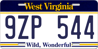 WV license plate 9ZP544