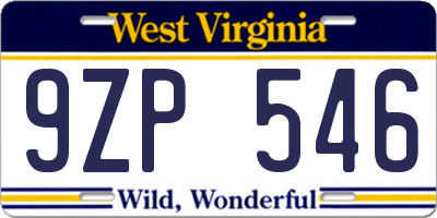 WV license plate 9ZP546