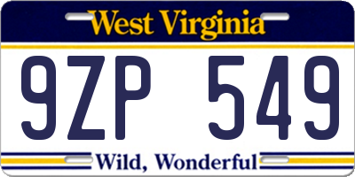 WV license plate 9ZP549
