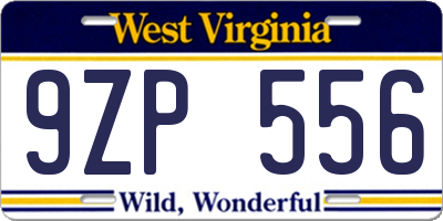 WV license plate 9ZP556