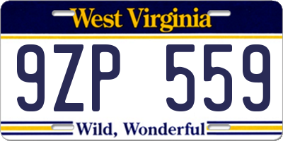 WV license plate 9ZP559