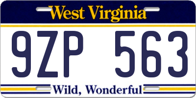 WV license plate 9ZP563