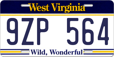 WV license plate 9ZP564