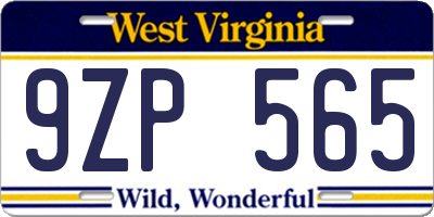 WV license plate 9ZP565