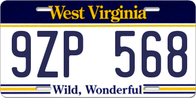 WV license plate 9ZP568