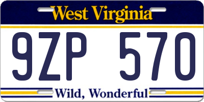 WV license plate 9ZP570