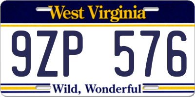 WV license plate 9ZP576