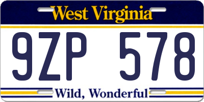 WV license plate 9ZP578