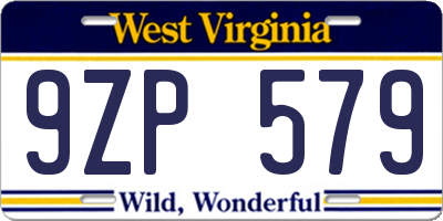 WV license plate 9ZP579