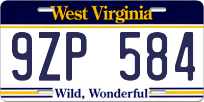 WV license plate 9ZP584