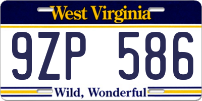 WV license plate 9ZP586
