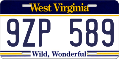 WV license plate 9ZP589