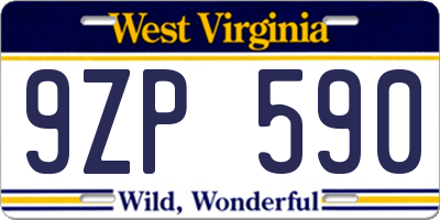 WV license plate 9ZP590