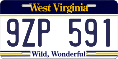 WV license plate 9ZP591