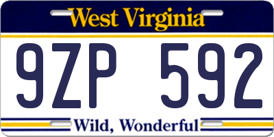WV license plate 9ZP592