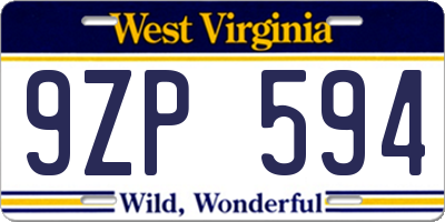WV license plate 9ZP594