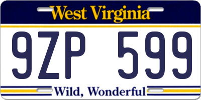 WV license plate 9ZP599