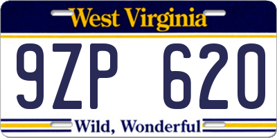 WV license plate 9ZP620