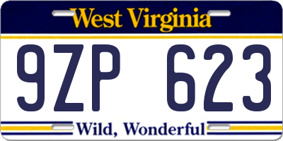 WV license plate 9ZP623