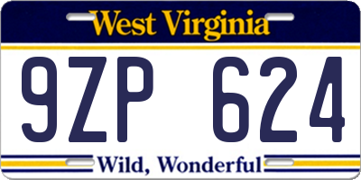 WV license plate 9ZP624